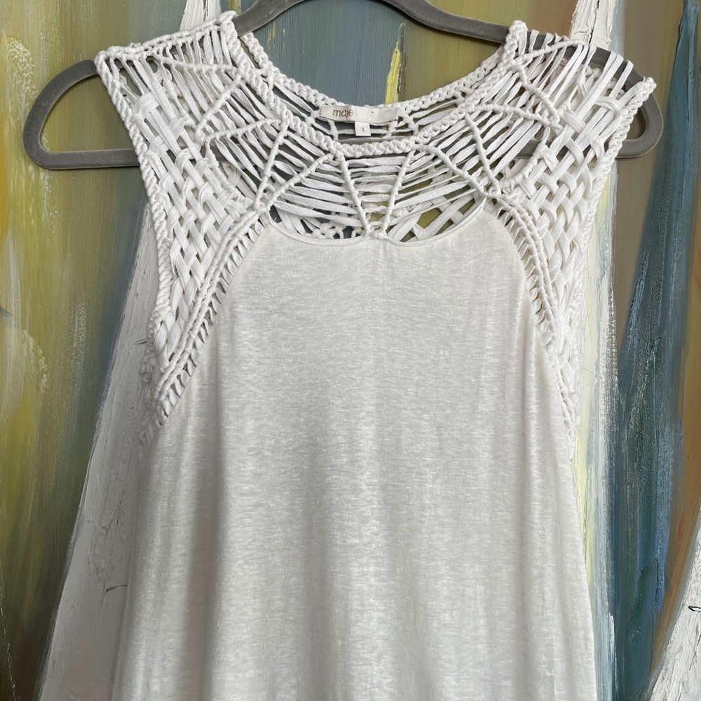 Maje Fire macramé-trimmed linen maxi dress - Picture 3 of 8